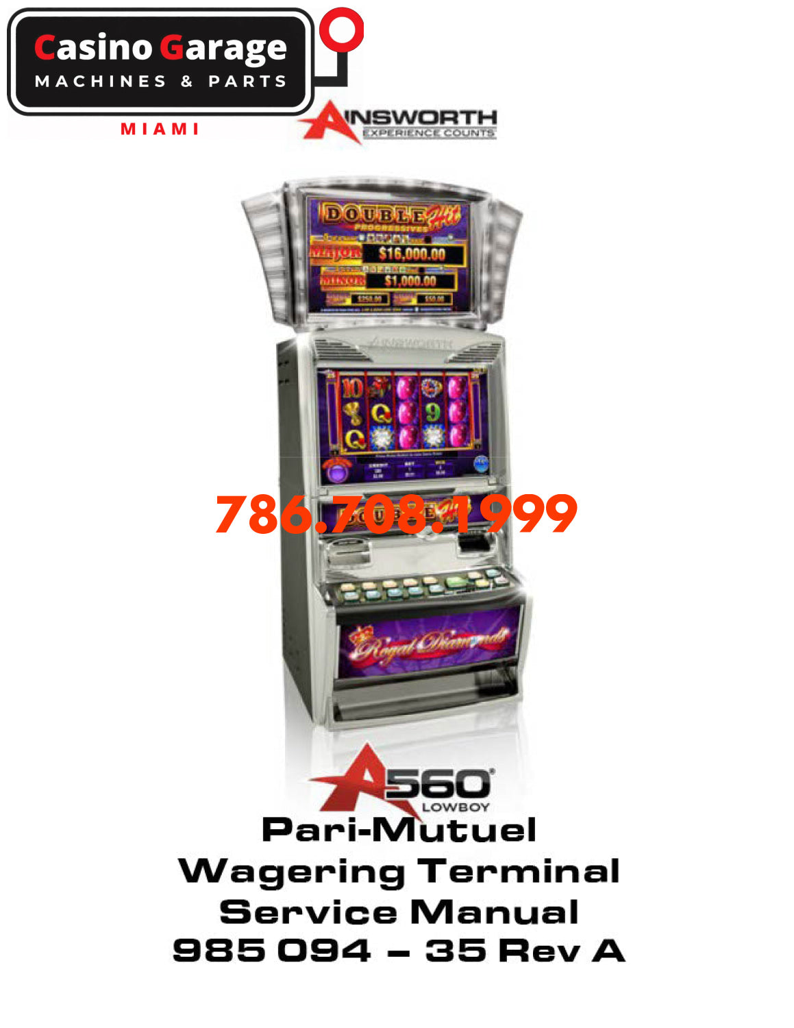 Ainsworth A560 Low Boy Pari-Mutuel Wagering Terminal Service Manual Manuals (Digital Download)