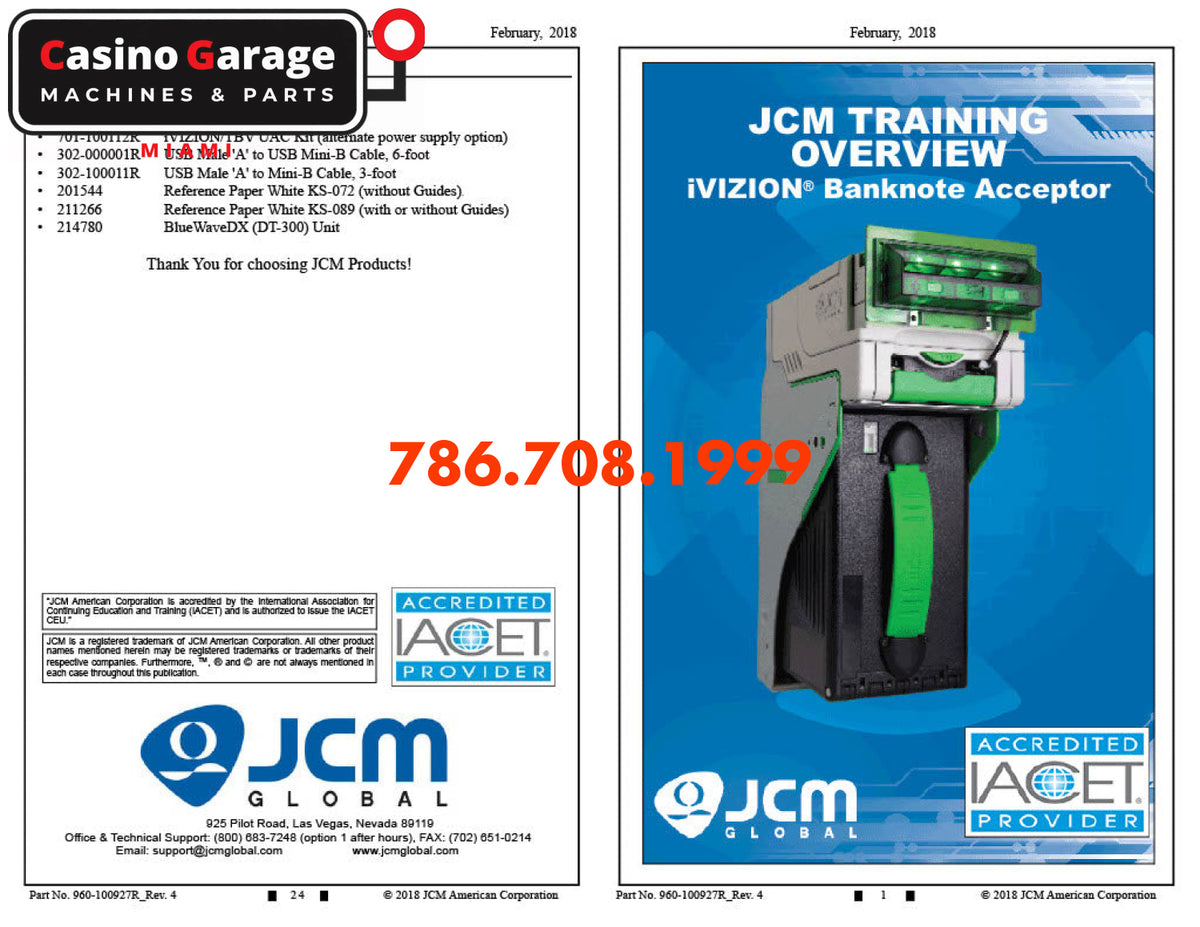 JCM Training Overview iVIZION Banknote Acceptor Manuals (Digital Download)