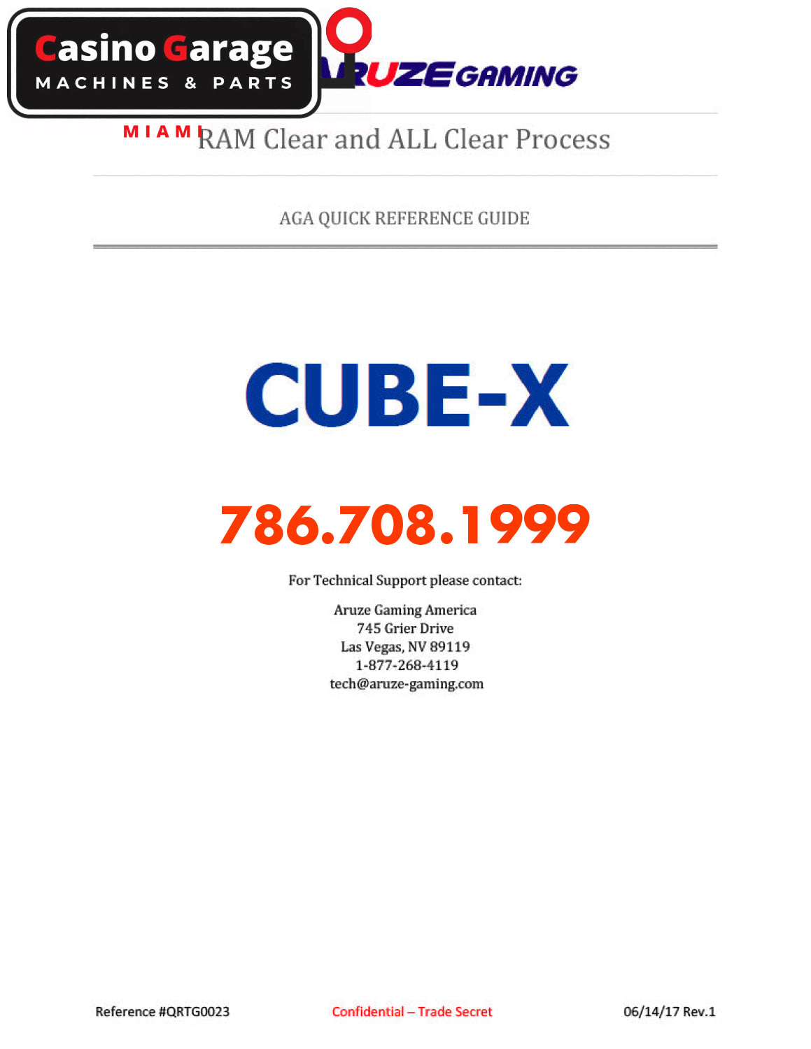 Aruze Cube-X-RAM-Clear-Procedrue Manuals (Digital Download)
