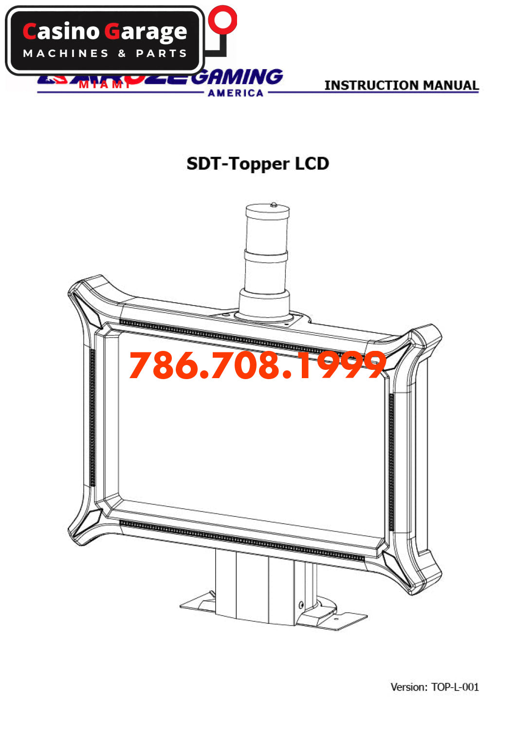 Aruze Gaming SDT LCD-Topper-Instruction-Manual Manuals (Digital Download)