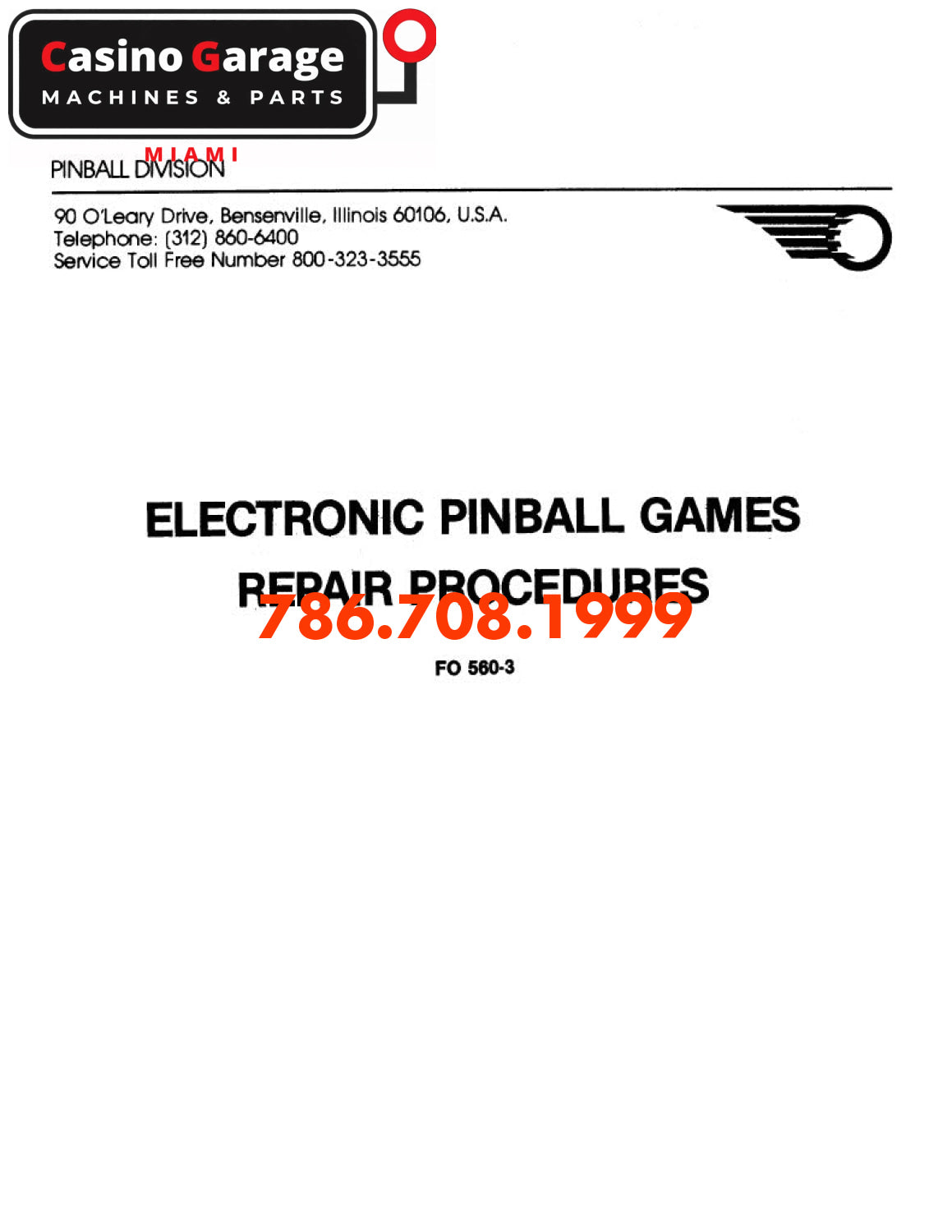 Bally Electronic Pinball Games Repair Procedure Manuals (Digital Download)