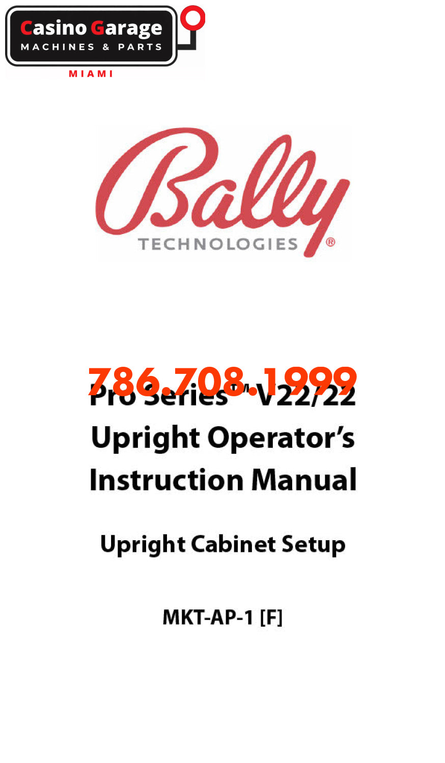 Bally Pro Series™ V22/22 Upright Operator’s Manual Manuals (Digital Download)