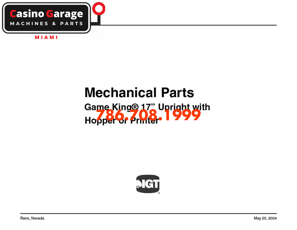 IGT Game King 17 Parts Manual Manuals (Digital Download)