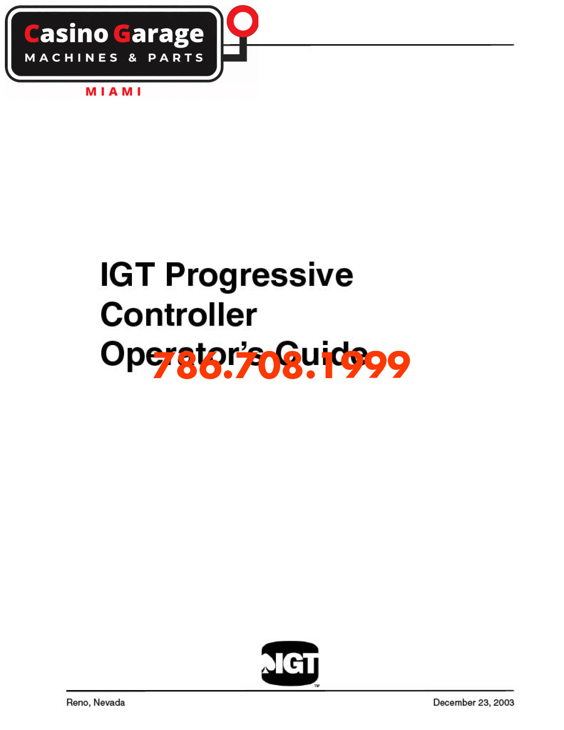 IGT Progressive Controller Operator’s Guide Manuals (Digital Download)