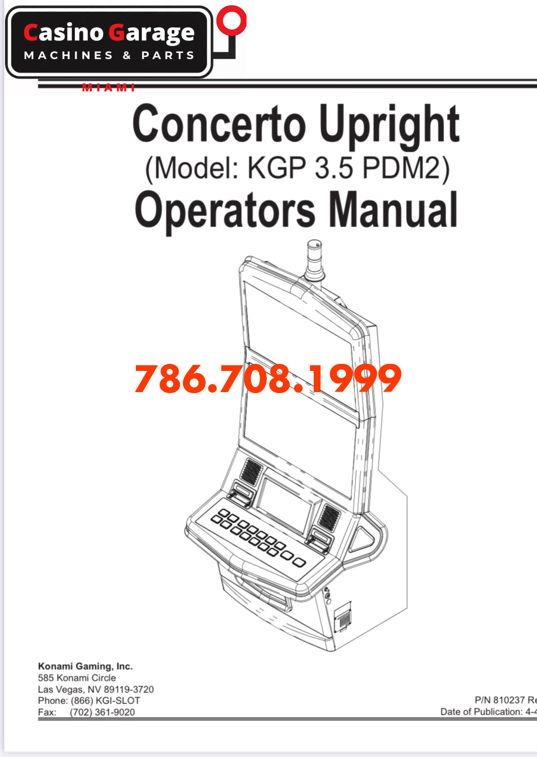 Konami Concerto Upright KGP 3.5 Manuals (Digital Download)