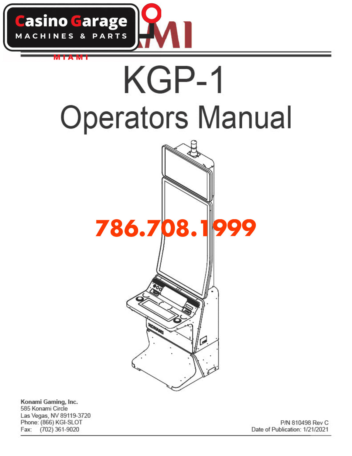 Konami KGP1 49” J-Curve LCD • 49” Flat Dual 27” LCD Manuals (Digital Download)