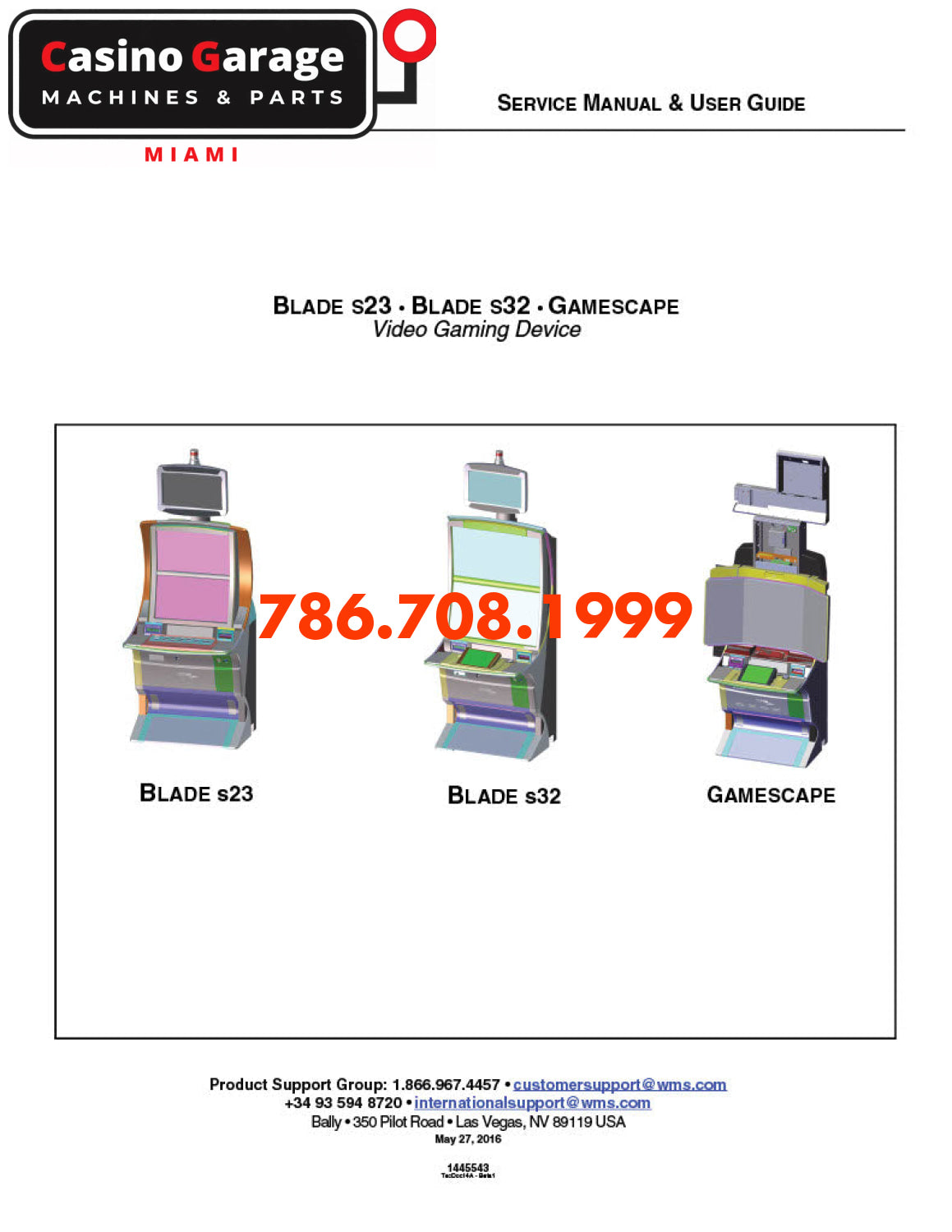 WMS Blade S23 S32 GAMESCAPE Service Manual Manuals (Digital Download)